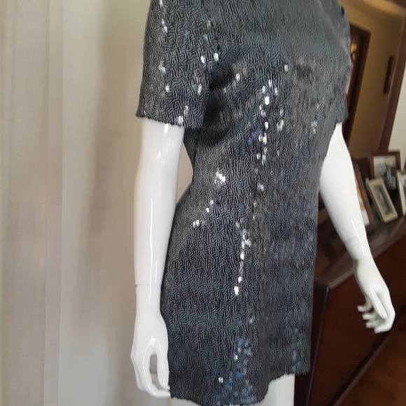 NWT Micheal Kors Black sequin Mini Sheath dress 8 MK Cocktail Party Tunic - Picture 2 of 6